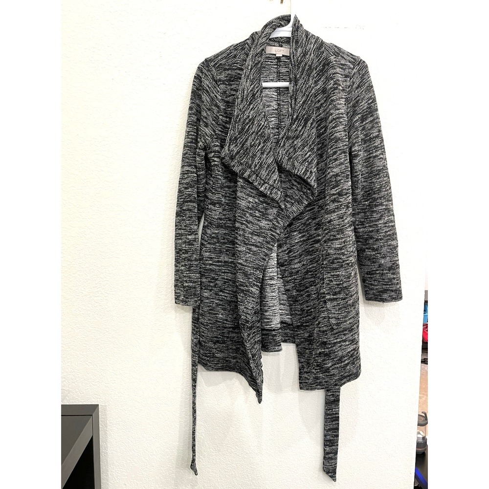 LOFT Gray‎ Open Front Cardigan Sweater Jacket Medium Kimono Office Career